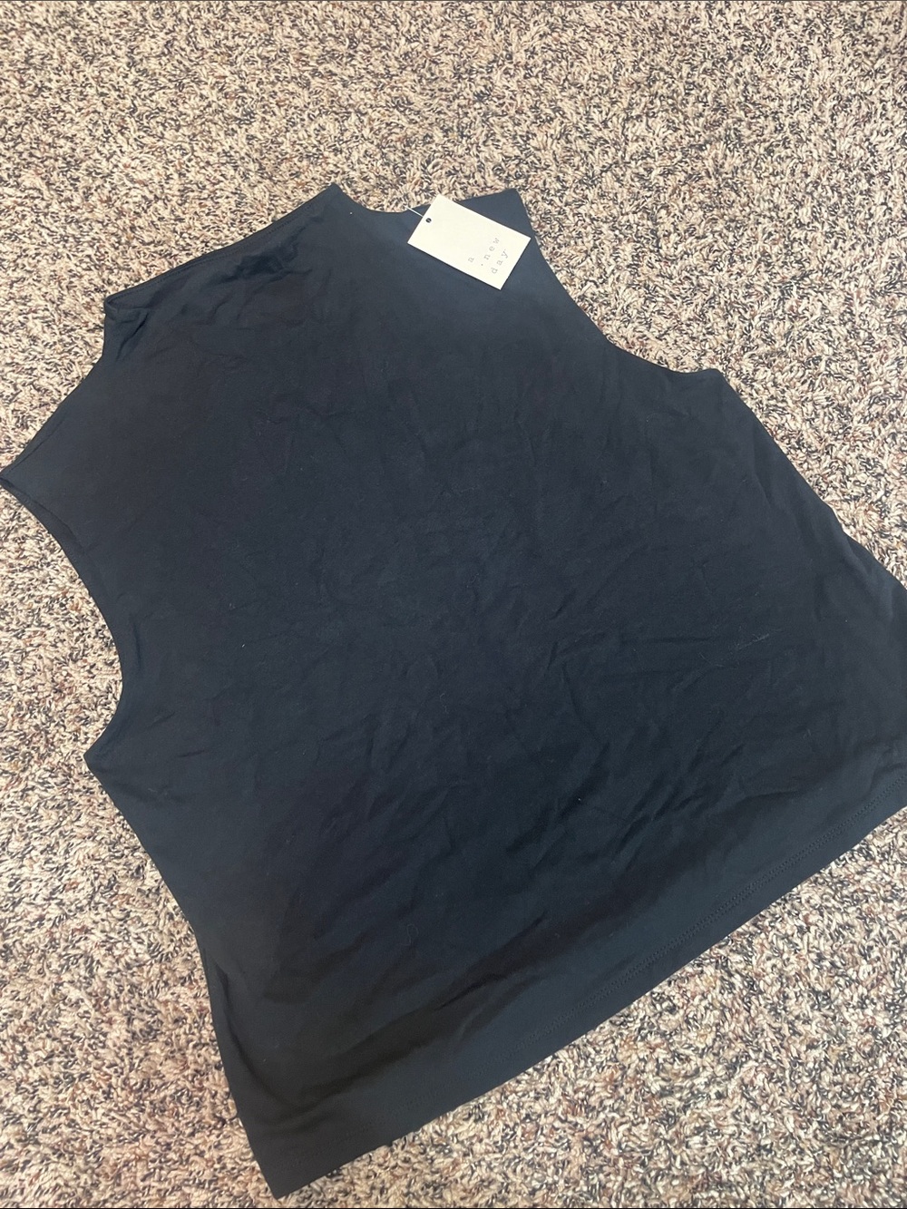 a new day Black Sleeveless Mock Neck Cami Tank Top XL NWT